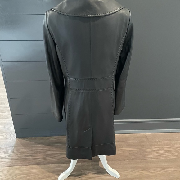 Edgy Chic Black leather wide collar jacket sz large - Picture 5 of 6